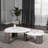 Living Room Nesting Cocktail Table with Hidden Casters, Classic Gray Marble Pattern, Space-Saving Design