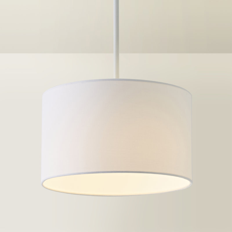 Drum Cotton Pendant Shade ( Screw On ), 15cm H x 25cm W x 25cm D, White