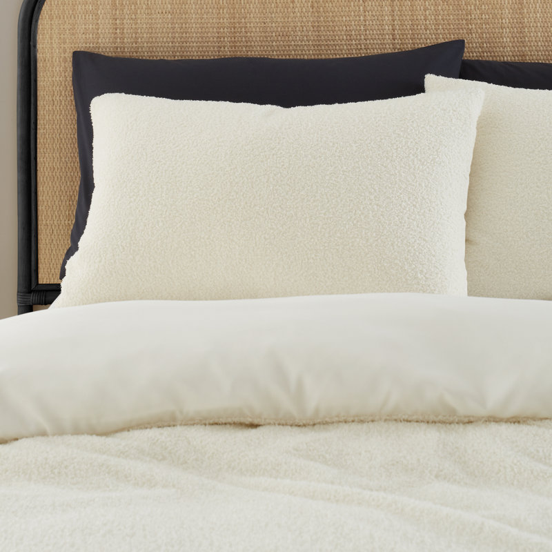 Soft Boucle Duvet Cover Set, Double, Cream
