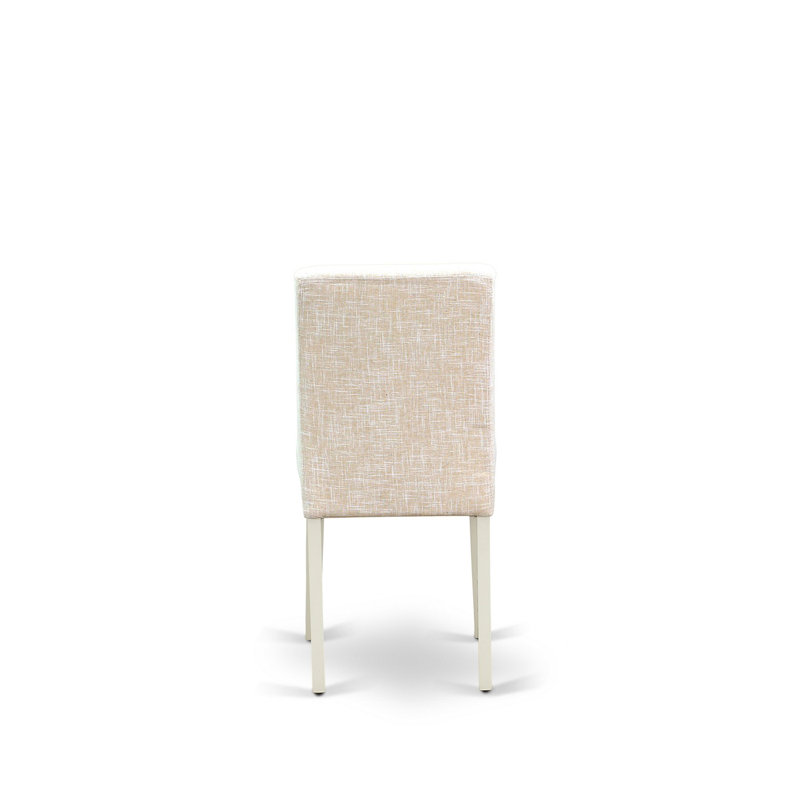 5 Piece Dining Room Furniture Set Includes a Round Dining Table with Pedestal and 4 Light Beige Linen Fabric Upholstered Chairs, 42x42 Inch, Linen White