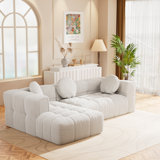 Fully Compressed Modular L-Shaped Sofa Set With Reversible Chaise & Tufted Back