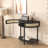Half Moon Design End Table With Sliding Rattan Door,Elegant Semi-Circle Entryway Console Table