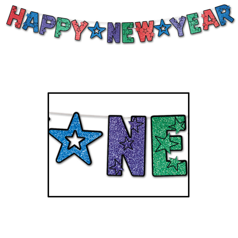 Banderole scintillante Happy New Year, Multicolore