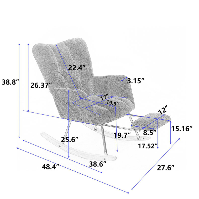 Chaise berçante en tissu avec repose-pieds Teddy, Vert