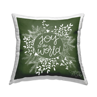 Conception de coussin décoratif «Joy To The World Herbal Wreath» par Stephanie Dicks