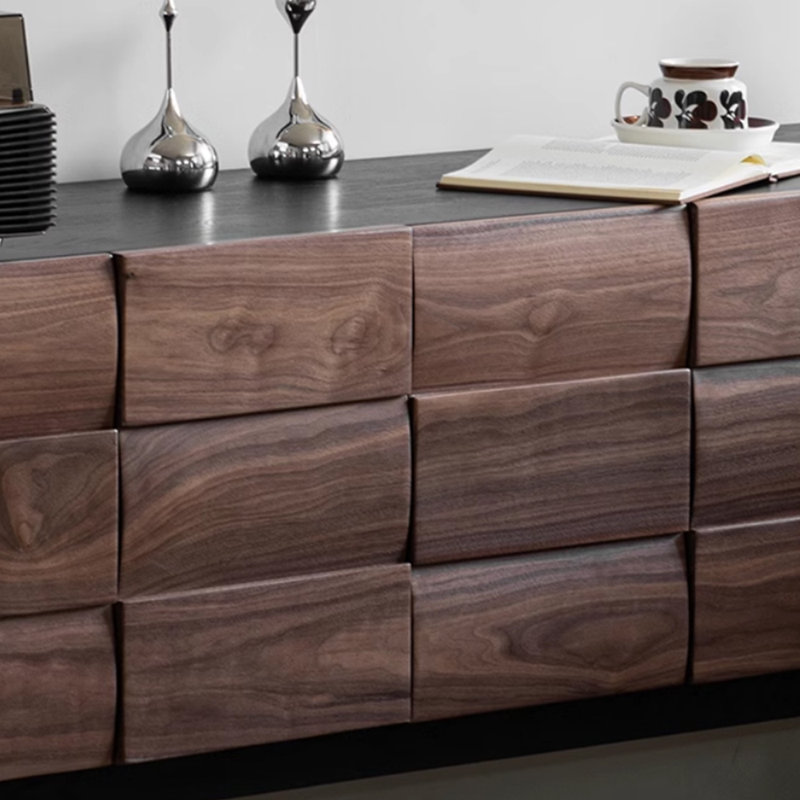 Meuble télé en bois massif rétro au design simple, 82.67"