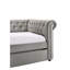 Lit de jour simple gris avec structure en bois massif et garniture de lit gigogne confortable-1352444019