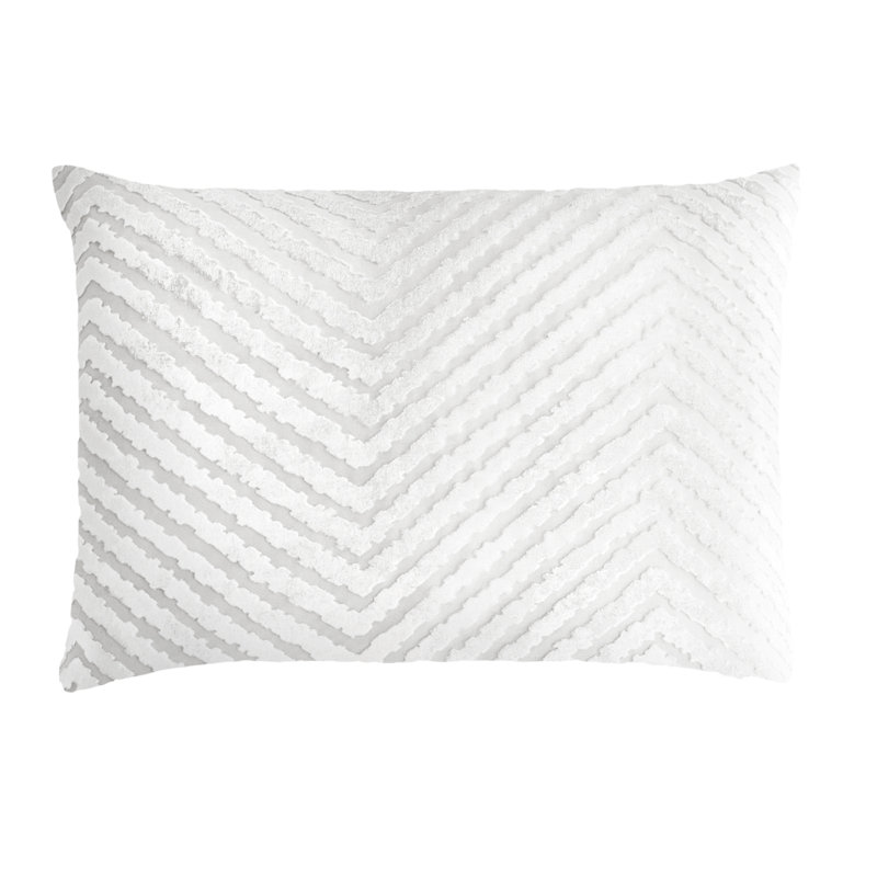 Lumbar Velvet Pillow Cover & Insert, White, Rectangle 14"H x 20"W