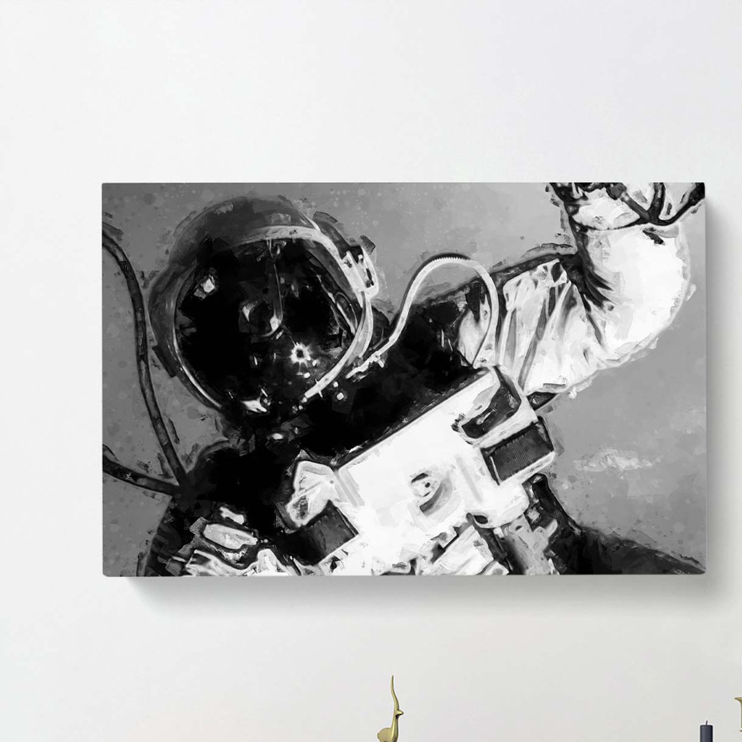 An Astronaut in Zero Gravity in Abstract - Wrapped Canvas