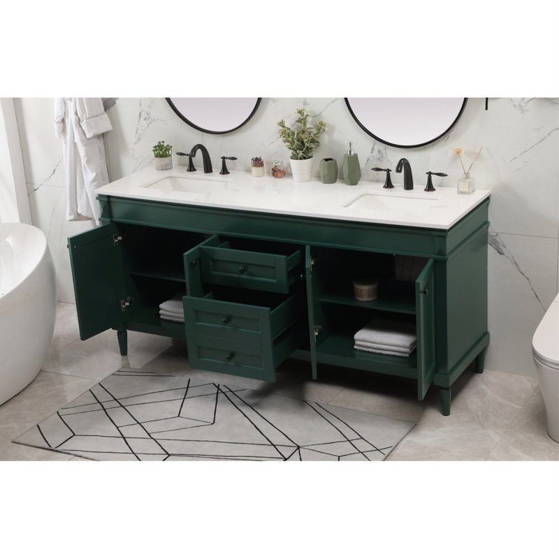 Ensemble de meuble-lavabo double 72 po Readington, Vert