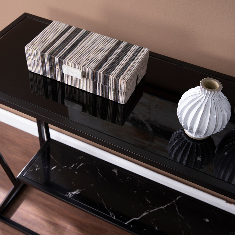 Long Glass-Top Console Table