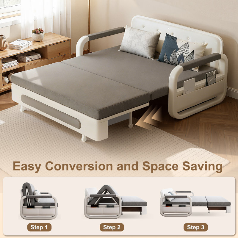 Double Pull Out Sofa Bed Settee with Storage, 87cm H x 158cm W x 88cm D