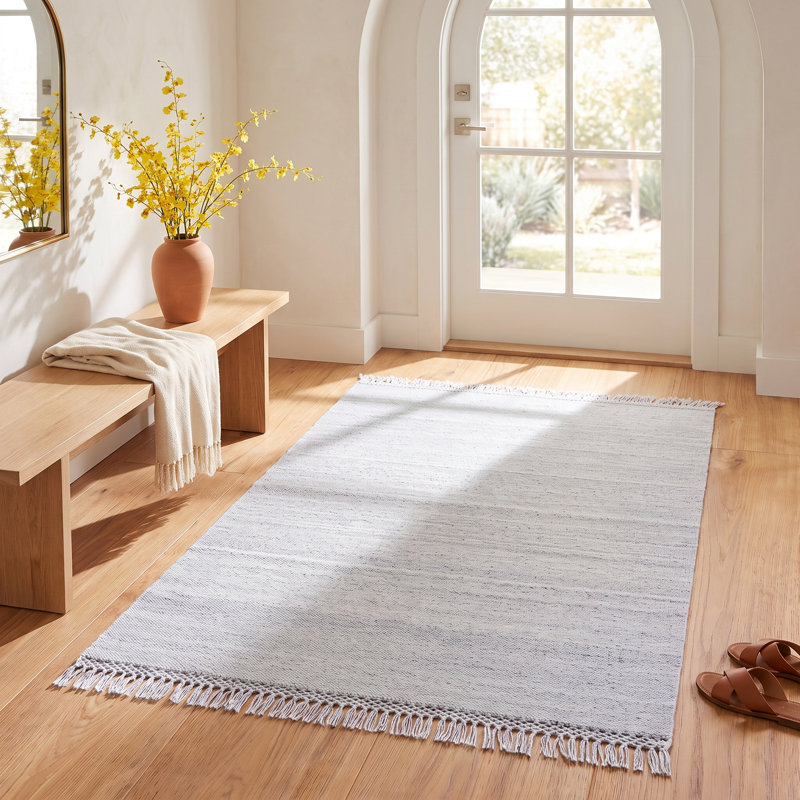 Loretta Handmade Flatweave Light Gray Indoor / Outdoor Area Rug, Rectangle 2' x 3'