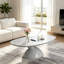 Table basse ovale moderne en pierre 47,27 ", base sculpturale en fibre de verre pour salon et appartement-123028473