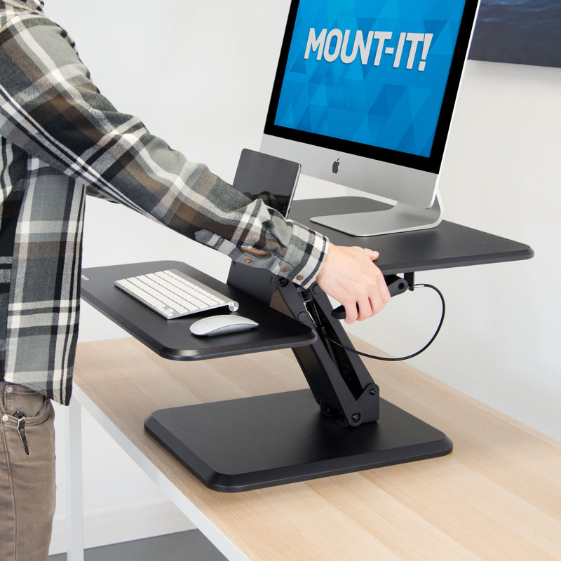 Mount-It! Active Essentials Ergonomic Office Bundle, Standing Desk Converter & Soft Anti-Fatigue Mat