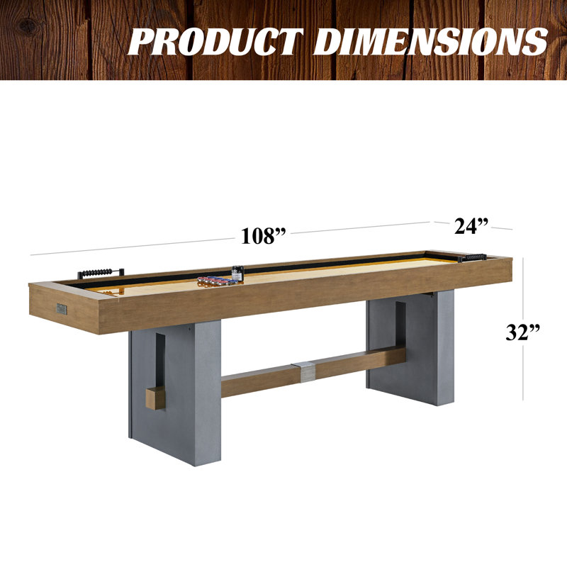 Barrington Urban Shuffleboard Table With Scratch-Resistant Playfield and 8 Puck Set, 9'