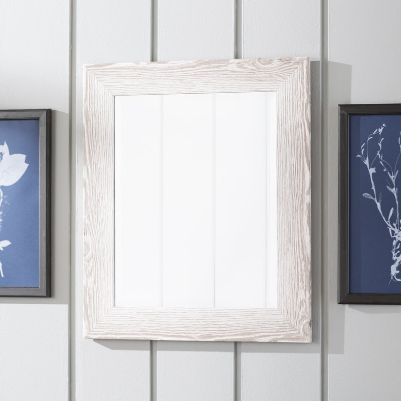 Solid Wood Flat Wall Mirror, 31.5" H x 27.5" W