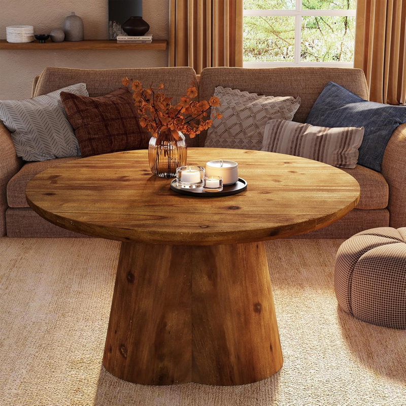 Solid Wood Pedestal Coffee Table