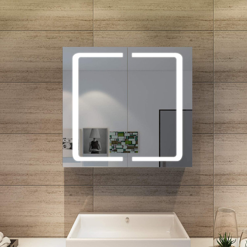 70mm W 65mm H Surface Frameless Medicine Cabinet Mirror Fixed