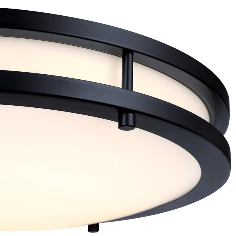 16 Inch 23 Watt LED Indoor Flush Mount Ceiling Fixture with Color Temperature Selection, Frosted Acrylic Shade, Matte Black