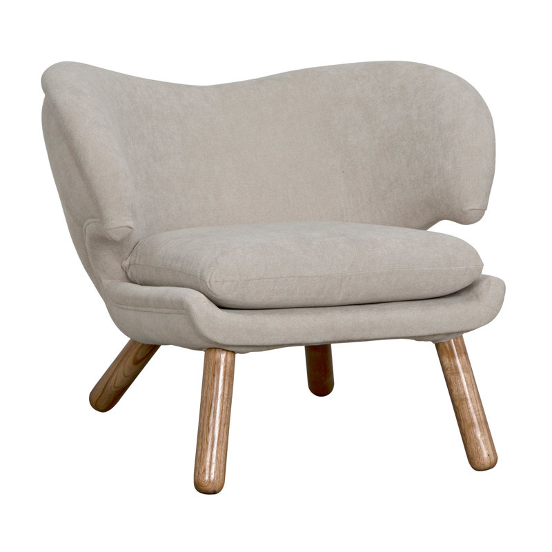 Fauteuil demi-tonneau en tissu Valerie, Parchemin, Naturel