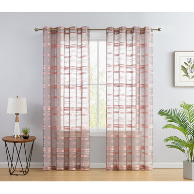 Broadway Striped Sheer Grommet Curtain Panel