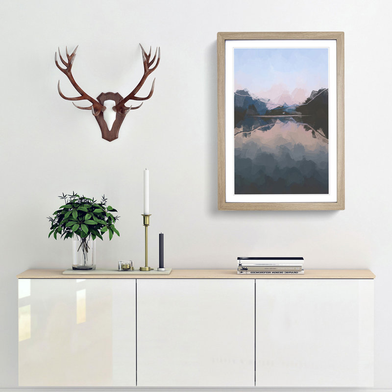 Italian Lake in Abstract - Framed Print, 87cm H x 62cm W x 2cm D, Oak Framed