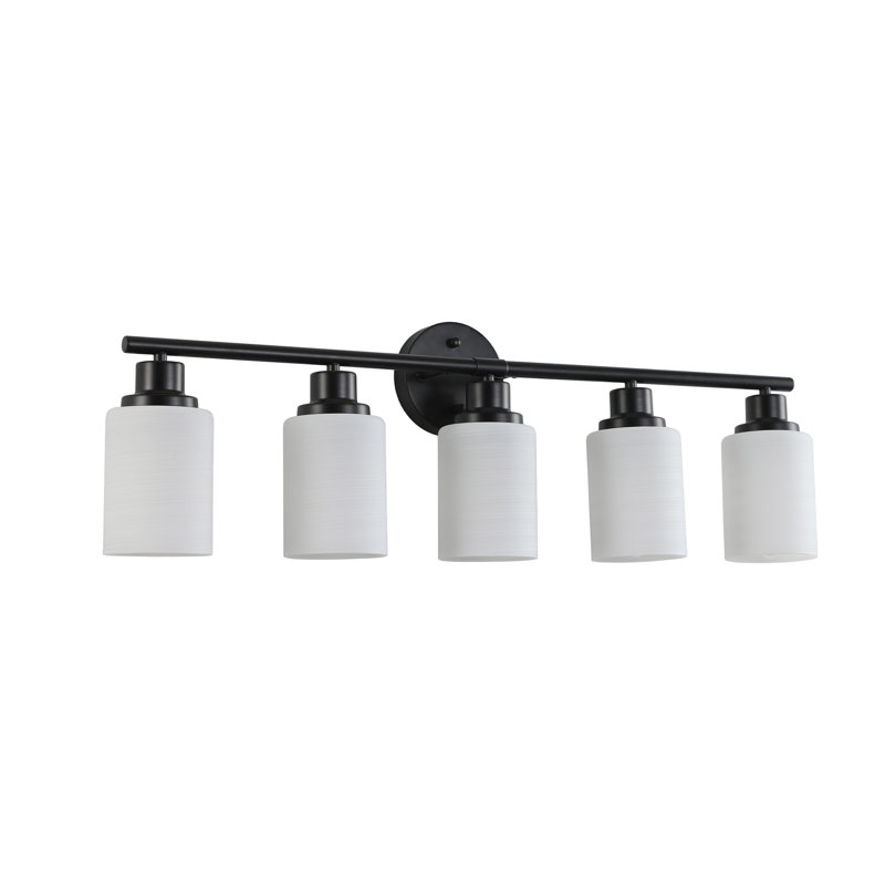 Miroir de salle de bain Modern, Noir blanc, H 10,2 po x l 31,5 po x P 6,3 po, 5 lumières