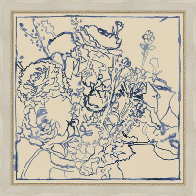 Indigo Floral Sketch I Print