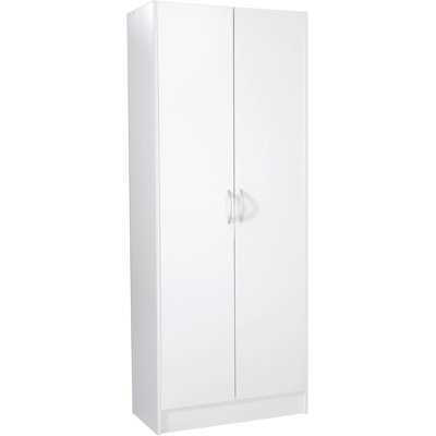 60" Pantry Storage Cabinet, Freestanding With 2 Adjustable Shelves Engineered Wood Utility For Kitchen, Laundry, Dining Room, White