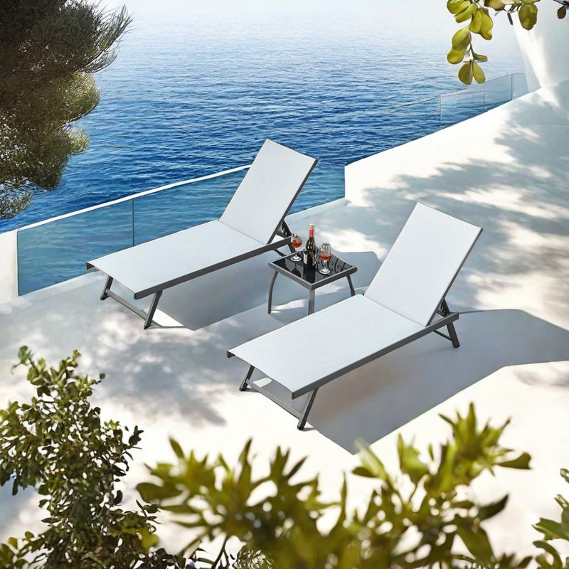 Chaise longue d'extérieur en alliage d'aluminium Njomza, Blanc