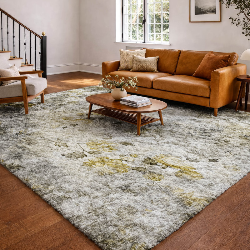 Tapis à poil long de qualité supérieure lavable à la machine ADS724, Taupe, 3 pi x 5 pi