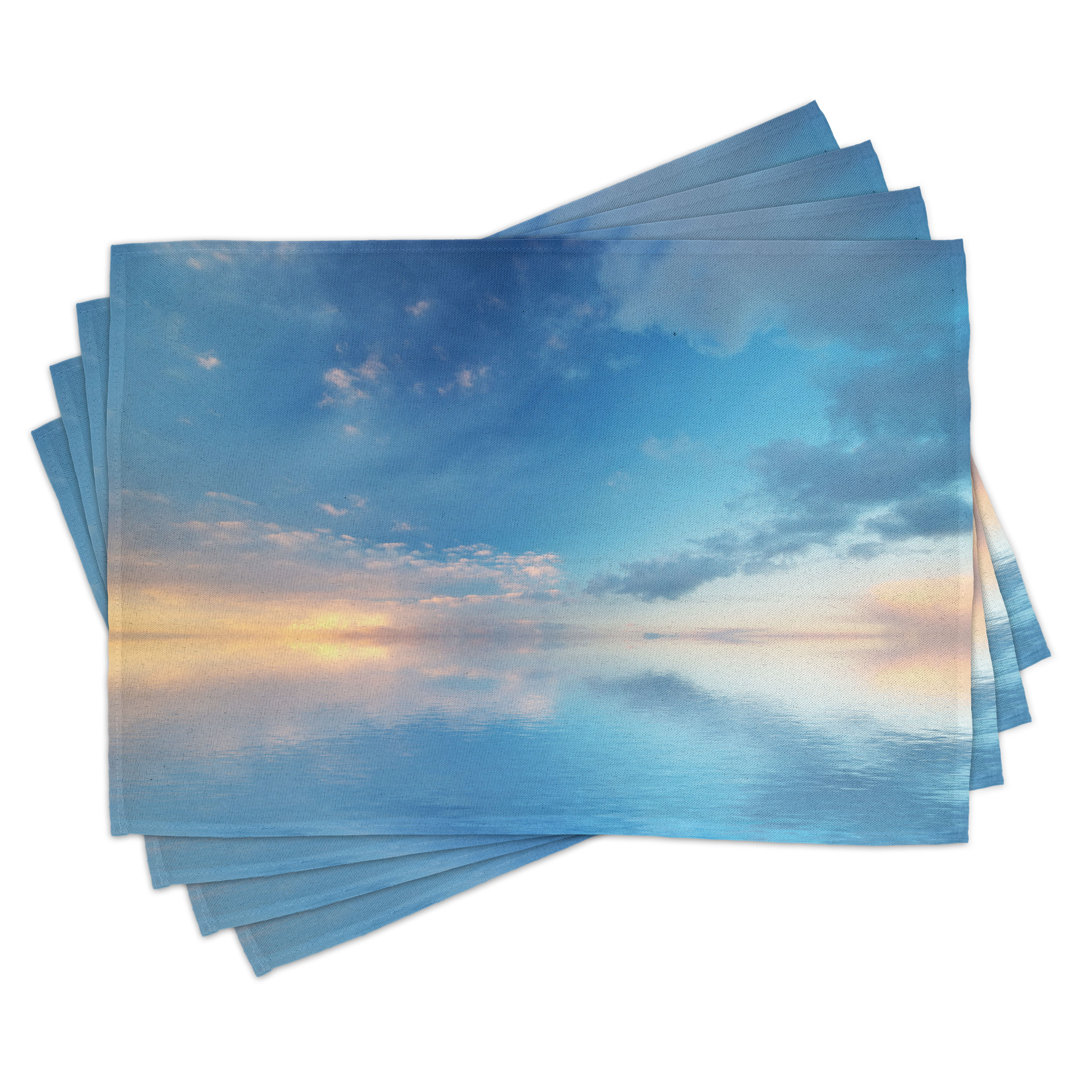 Platzdeckchen 4er-Set, Ozean-Horizont-Wolken-Himmel, blau