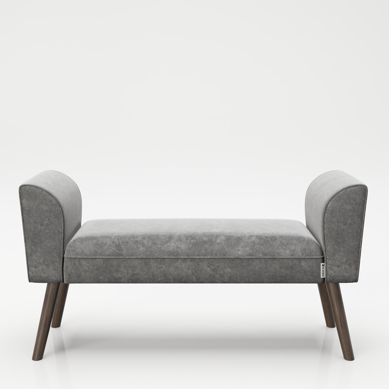 Tiffany Polyester Upholstered Bench, Grey