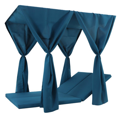 Daybed Cushion & Curtains - Blue, Waterproof Fabric, 76.71" X 51.93" 2.74", 17.9 Lbs, 48.75" 27.25" 11.5" Luggage, 30.95 Lb Blue Fabric Curtain, 51.93 In. Wide, 76.71 Deep, 2.74 High,