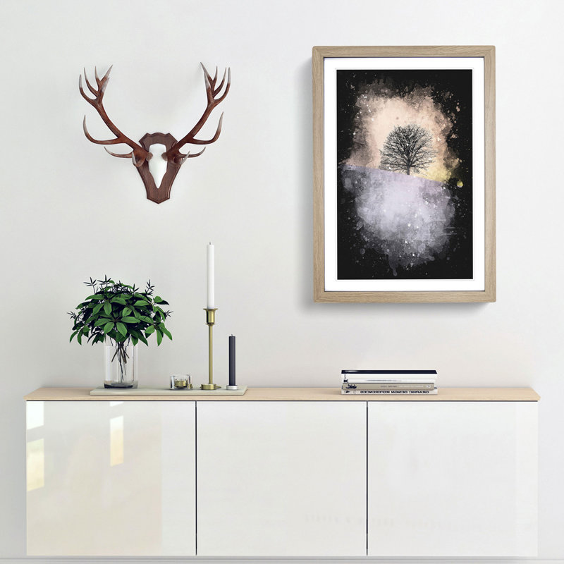A Winter Tree at Sunset - Framed Print, 33cm H x 24cm W x 2cm D, Oak Framed
