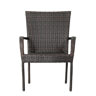 Outdoor Chairs Of 4Pcs With Stackable And Transitional Design, 25.25 Deep, Simple Curved , Brown Stacking Dining In Design For Living, Contrasting Clean Lines,