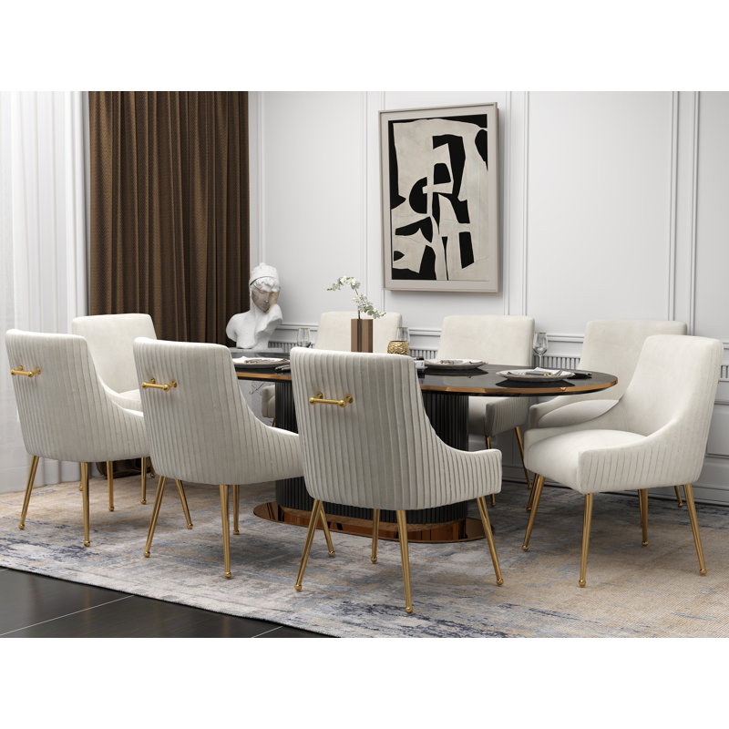 Baudel Velvet Upholstered Side Chair, Beige