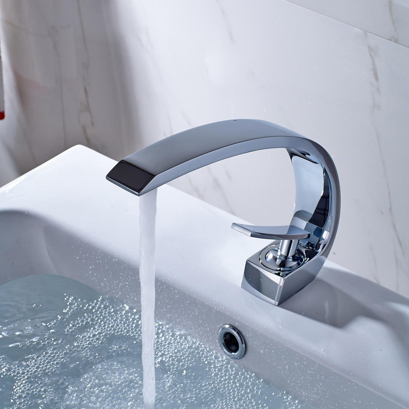 Robinet de lavabo de salle de bain à un trou avec poignée simple, Chrome chrome