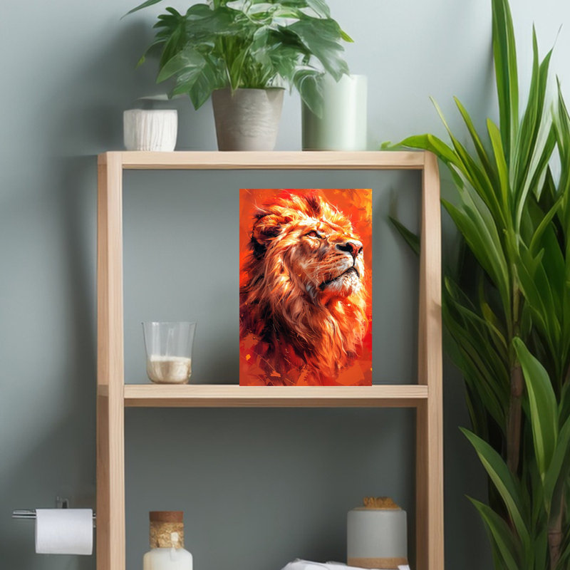 Lion, aquarelle, art animalier contemporain, H 18 po x l 12 po