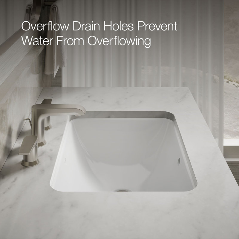 Caxton™ Kohler Rectangle 20-1/4" Undermount Bathroom Sink with Overflow, White