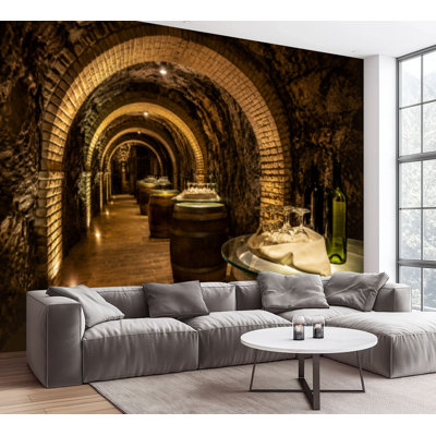 Wall Mural Peel and Stick Wallpaper Wine barrels cellar winery Self-Adhesive Removable Contact Paper Wall Decor for Living Room Bedroom 100"H x 144"W
