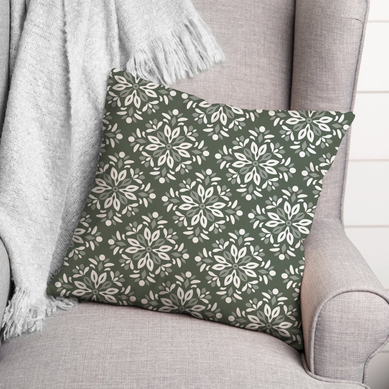 Medallion Outdoor Reversible Throw Pillow, H 18 po x l 18 po, Sauge