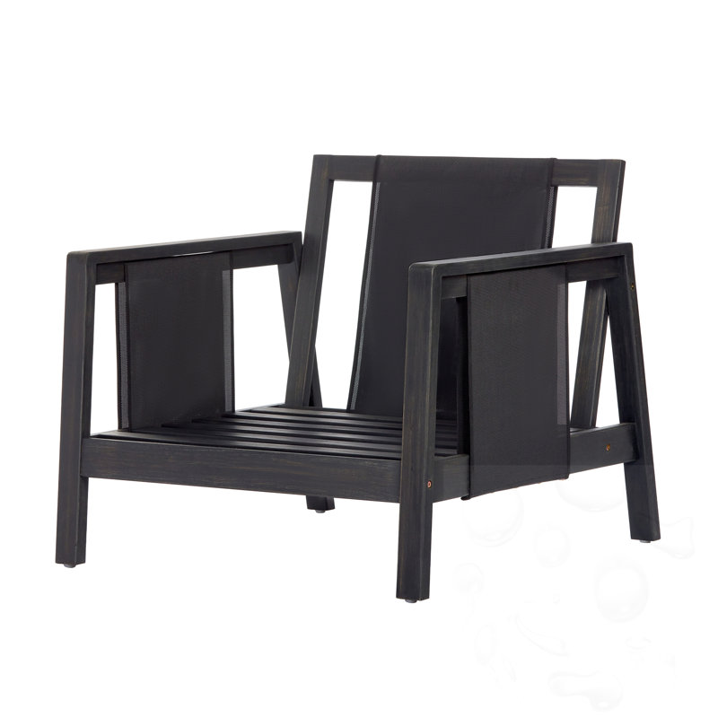 Fauteuil club d'extérieur en bois avec coussins