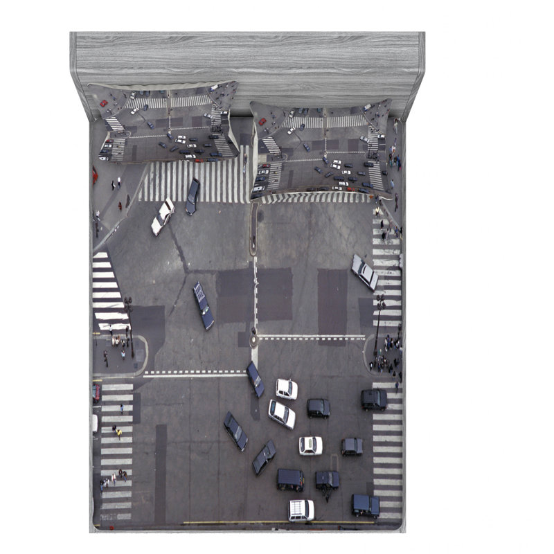 Ensemble de draps Road Intersection Paris France, Ensemble de drap pour grand lit avec drap-housse