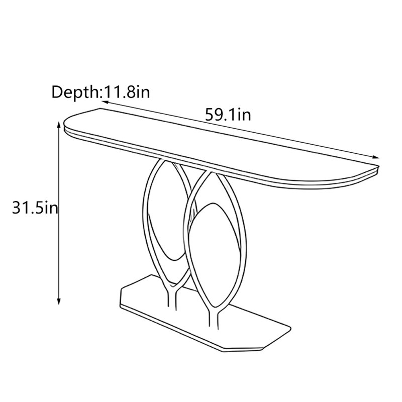 Console Italian Luxury, H 31,5 po x l 59,1 po x P 11,8 po, Gris / Noir