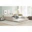 Grand lit plateforme tapissier avec port USB et lit gigogne simple, beige