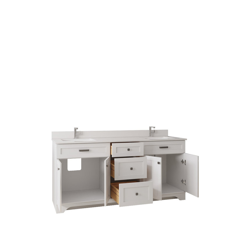 Ciar 1800mm Double Bathroom Vanity with Drop In Porcelain Basin, White