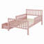 Wood Platform Bed With Guardrails On Both Sides And Drawers-793906823-793906818
