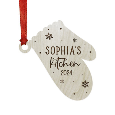Custom Laser Engraved Wooden Baking Ornament Baking Mitt Christmas Tree Decoration, Gift For Baker, Mom, Or Grandma